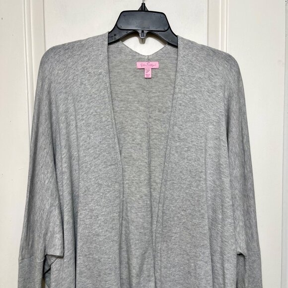 Lilly Pulitzer Colina Cardigan Fringe Sweater in Heathered Swordfish Gray Size S - Picture 9 of 11